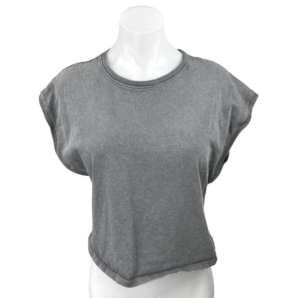 Zara Gray Drop Shoulder Crew Neck Casual Short Sleeve T Shirt Tee Top Size M